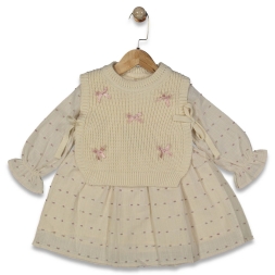 KIZ 2/5 YAŞ NOPELİ FİYONKLU ELBİSE