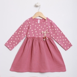KIZ 2/5 YAŞ PUANLI MÜSLİN ELBİSE