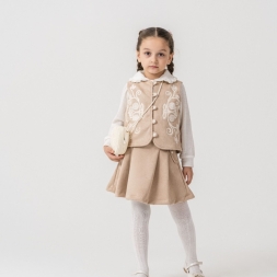 KIZ 2/5 YAŞ SÜET YELEKLİ ÜÇLÜ TAKIM