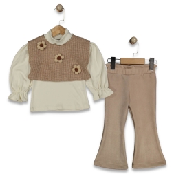 KIZ 2/5 YAŞ TRİKOLU ÇİÇEKLİ 3LU TAKIM