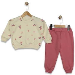 KIZ 2/5 YAŞ ÜÇ İP OVERSİZE KALPLİ TAKIM