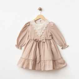 KIZ 2/5 YAŞ ÜÇGEN YAKALI ELBİSE