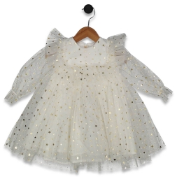 KIZ 2/5 YAŞ VARAK BASKI YILDIZLI ELBİSE