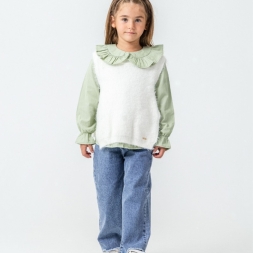 KIZ 2/5 YAŞ YAKA FIRFIRLI  ÜÇLÜ TAKIM