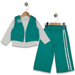 KIZ 2/5 YAŞ YELEKLİ SATEN 3 LÜ TAKIM