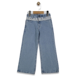 KIZ 2/6 YAŞ KEMERİ DANTELLİ  KOT  PANTOLON