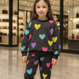 KIZ 3/10 YAŞ BY KALP BASKILI 3 İPLİK Ş.SUZ TAKIM