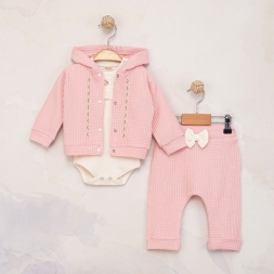 KIZ 3/12 AY ÇİÇEK NAKIŞLI 3 LÜ KIZ TAKIM