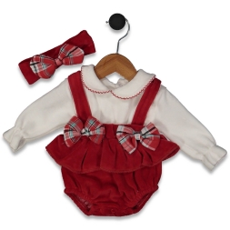 KIZ 3/12 AY KADİFE KURDELALI BADİLİ ELBİSE