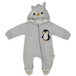 KIZ 3/12 AY PENGUEN BASKILI ŞARDONLU KAPŞONLU TULU