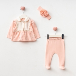 KIZ 3/3 AY DOKUMA BEBE YAKA 3\'LÜ TAKIM