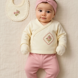 KIZ 3/3 AY KANAVİÇE GÜLLÜ BEŞLİ SET