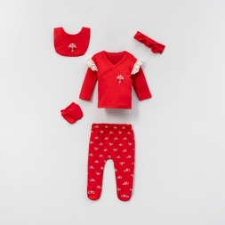 KIZ 3/3 AY KURDELA NAKIŞLI VE BASKILI OMUZ BRODELİ