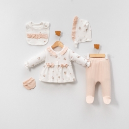 KIZ 3/3 AY PANDA BASKILI FIRFIRLI 5’Lİ KIZ SET