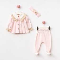 KIZ 3/3 AY YAKA UCU DANTELLİ 3\'LÜ TAKIM