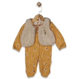 KIZ 3/6 AY MİNİK DESENLİ YELEKLİ TULUM