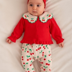 KIZ 3/6 AY VİŞNE YAKALI VE BASKILI TULUM