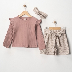 KIZ 3/6 YAŞ BANDANALI ETEKLİ  TAKIM