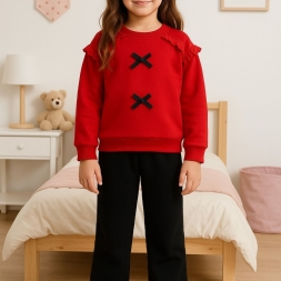 KIZ 3/6 YAŞ ÇİFT KURDELALI BRODELİ İKİLİ TAKIM