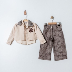 KIZ 3/6 YAŞ GÜL FLOK BASKILI 3\'LÜ TAKIM