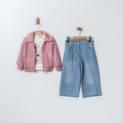 KIZ 3/6 YAŞ GÜLLÜ HIRKALI 3 LÜ TAKIM