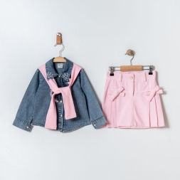 KIZ 3/6 YAŞ KOT GÖMLEK ETEK TAKIM