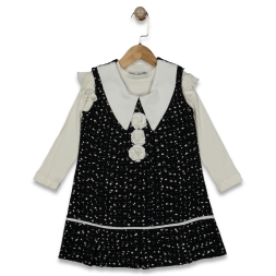 KIZ 3/6 YAŞ PUANTİYELİ GÜLLÜ ELBİSE