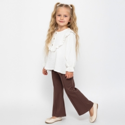 KIZ 3/6 YAŞ SÜET PANTOLONLU MÜSLİN KIZ TAKIM