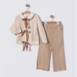 KIZ 3/6 YAŞ YAKA MÜSLİN TUNİK DELİKLİ KURDELALI TA