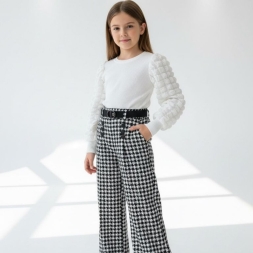 KIZ 3/7 YAŞ KAZ AYAĞI PANTALONLU  TAKIM