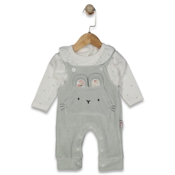 KIZ 3/9 AY CEP KEDİ İŞLEMELİ KADİFE SLOPET