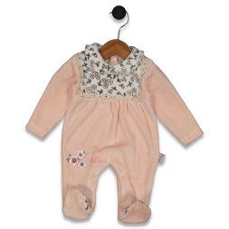 KIZ 3/9 AY ÇİÇEK BASKILI KADİFE TULUM