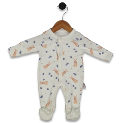 KIZ 3/9 AY ÇİÇEK TAVŞAN BASKILI TULUM