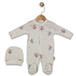 KIZ 3/9 AY UÇAN PER BASKILI ŞAPKALI TULUM