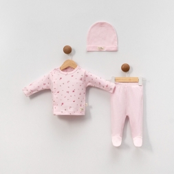 KIZ 3/9 AY YANDAN ÇITÇITLI ÇİÇEK BASKILI 3’LÜ KIZ