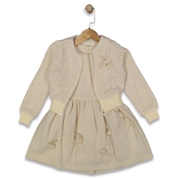 KIZ 4/7 YAŞ TRİKO HIRKALI GÜLLÜ TAKIM