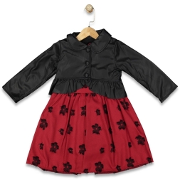 KIZ 5/8 YAŞ  DERİ BOLEROLU ELBİSE