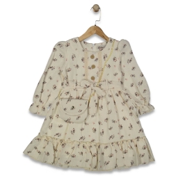 KIZ 5/8 YAŞ DESENLİ ÇANTALI MÜSLİN ELBİSE