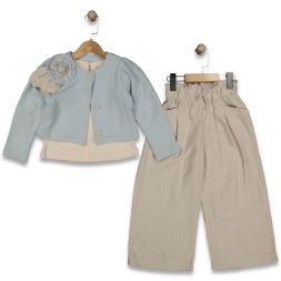 KIZ 5/8 YAŞ DÜĞMELİ CEKETLİ TAKIM