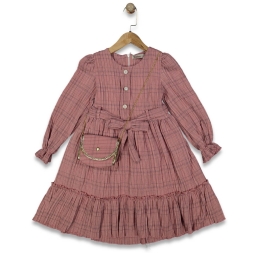 KIZ 5/8 YAŞ EKOSE HORTUM ÇANTALI ELBİSE