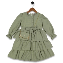 KIZ 5/8 YAŞ GOFRE KATLI ORTA BOY ELBİSE