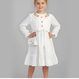 KIZ 5/8 YAŞ SÜZENE YAKALI BÜRÜMCÜK ELBİSE