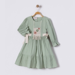 KIZ 6/12 YAŞ FİYONKLU ÇİÇEKLİ ELBİSE