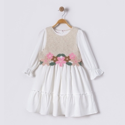 KIZ 6/12 YAŞ TRİKO ÇİÇEKLİ ELBİSE