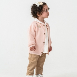 KIZ 6/18 AY ÇİÇEKLİ TRİKO HIRKALI 3 LÜ TAKIM