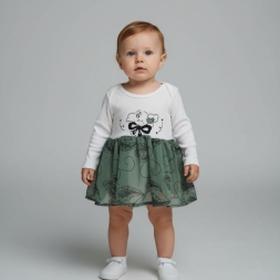 KIZ 6/18 AY FİYONKLU BASKILI ETEKLİ ÇITÇITLI BADİ