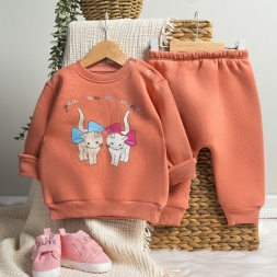 KIZ 6/24 AY FİYONKLU KEDİ BEBE TAKIM