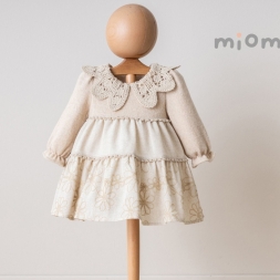 KIZ 6/24 AY MİOMİNİ DANTEL YAKALI ELBİSE