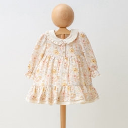 KIZ 6/24 AY MİOMİNİ MÜSLİN ÇİÇEK DESENLİ ELBİSE