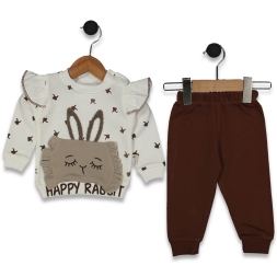 KIZ 6/24 AY TAVŞAN NAKIŞLI CEPLİ TAKIM